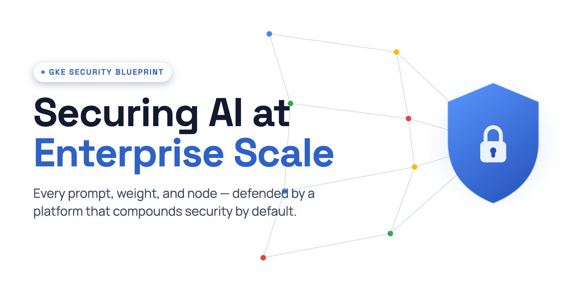 Illustration of layered security controls protecting an AI workload on Google Kubernetes Engine