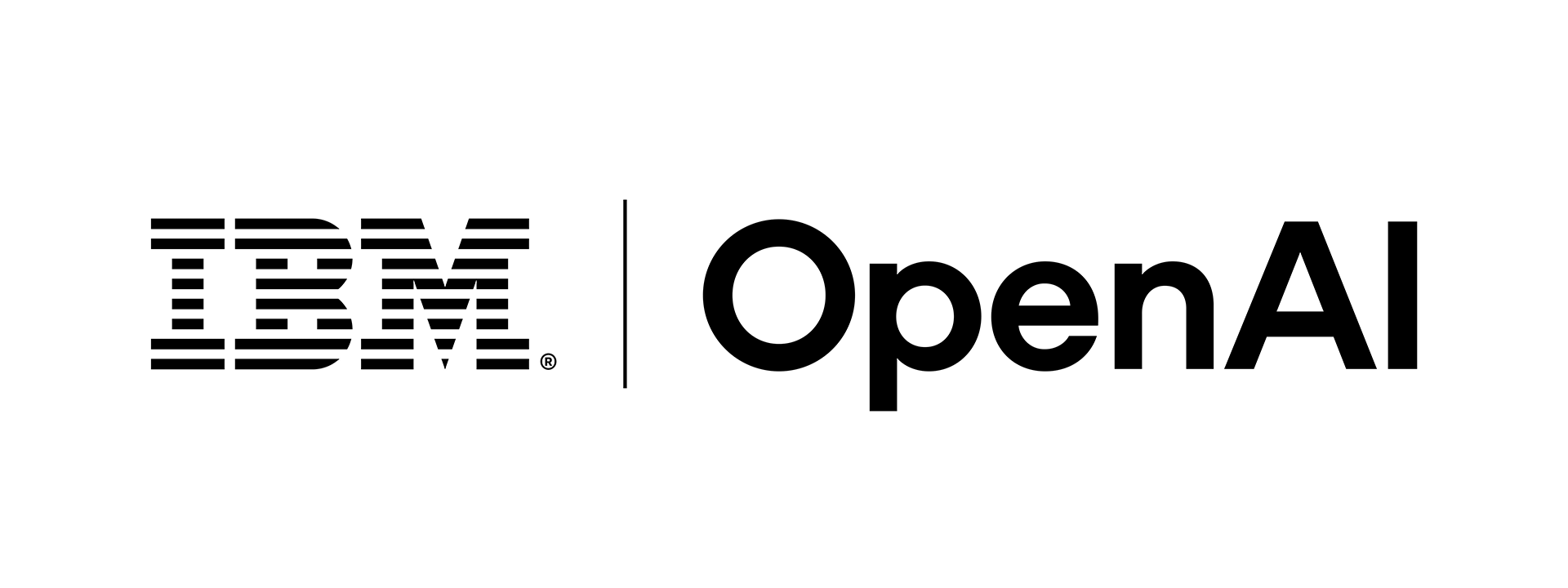IBM and OpenAI lockup on a wide white banner